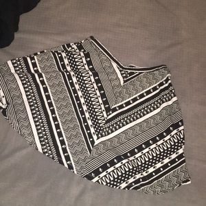 Black printed elastic waist ballerina skirt